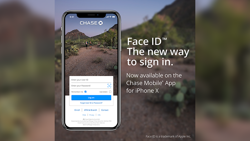 Chase Mobile® App for iPhone® Introduces Face ID™